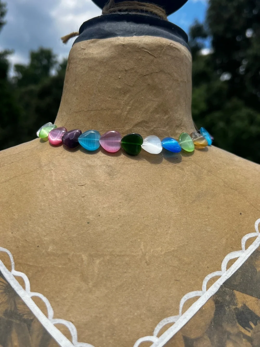 Heart Necklace Magnetic Clasp Cottage Boho Coastal Whimsical Jewelry 18 Inch
